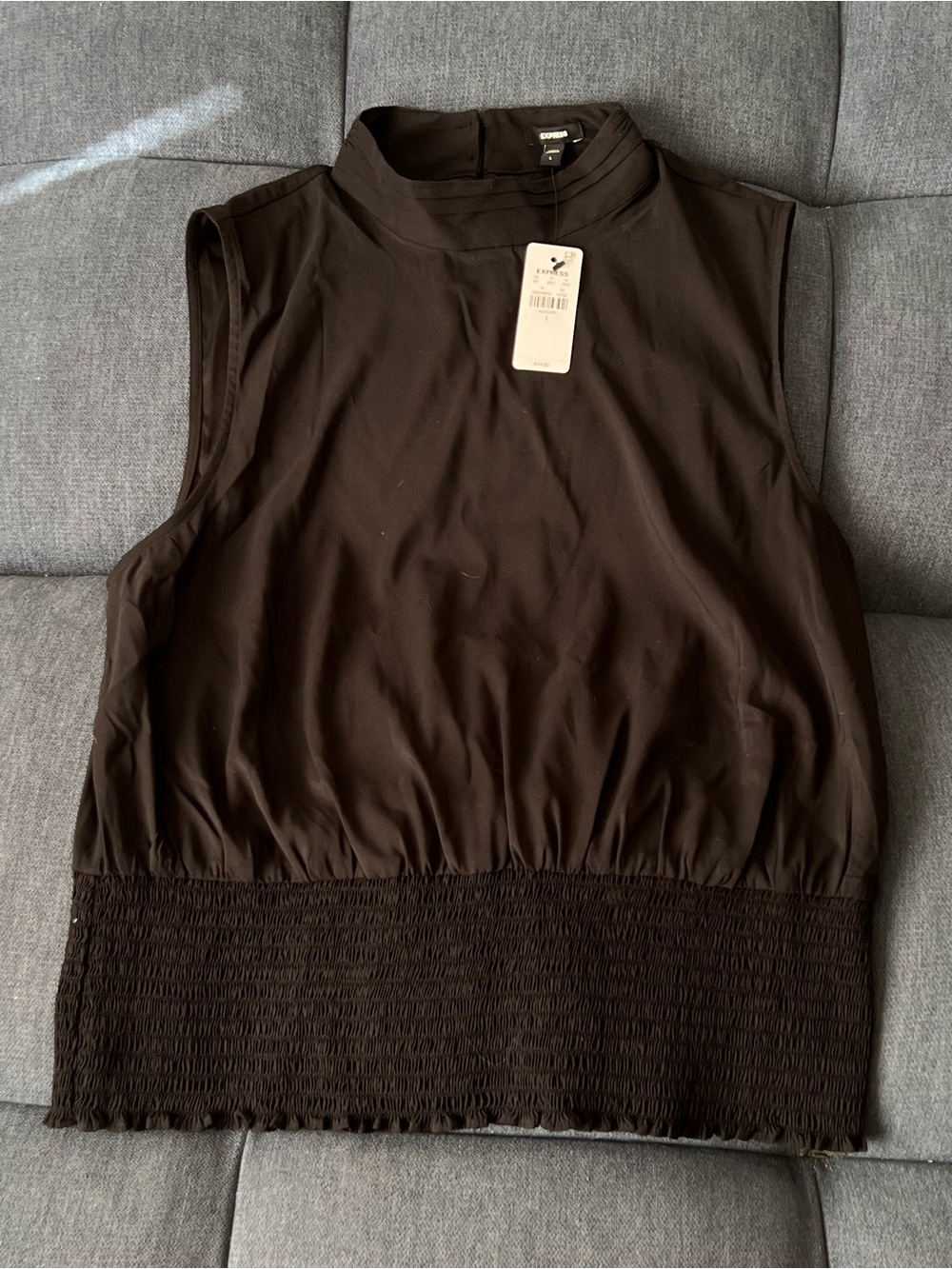 Express Sleeveless Mock Neck Tank Top in Black